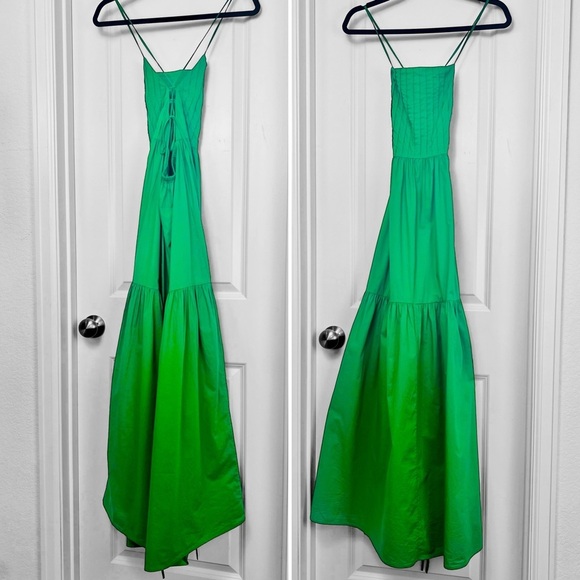 Posse Alexis Dress Topaz Green Strappy Back Maxi Sundress Tiered Cotton XS 0 2 - Picture 2 of 11